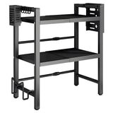 Darrahopens Home & Garden > DIY > Kitchen & Bathroom DIY 3-Tier Microwave Stand Oven Rack Height Adjustable and Extendable Stainless Steel Kitchen Storage Shelf With 6 Hook Over the Kitchen Counter Max Load 75Kgs