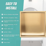 Darrahopens Home & Garden > DIY > Kitchen & Bathroom DIY 336 x 336 x 101mm Shower Niche Single Shelf Organizer No Tile Needed in Gold