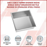 Darrahopens Home & Garden > DIY > Kitchen & Bathroom DIY 336 x 336 x 101mm Shower Niche Single Shelf Organizer No Tile Needed in Stainless Steel Finish