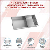 Darrahopens Home & Garden > DIY > Kitchen & Bathroom DIY 641 x 336 x 101mm Shower Niche Double Shelf Organizer No Tile Needed in Stainless Steel Finish