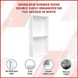 Darrahopens Home & Garden > DIY > Kitchen & Bathroom DIY 641 x 336 x 101mm Shower Niche Double Shelf Organizer No Tile Needed in White