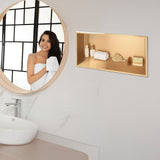 Darrahopens Home & Garden > DIY > Kitchen & Bathroom DIY 641 x 336 x 101mm Shower Niche Single Shelf Organizer No Tile Needed in Gold