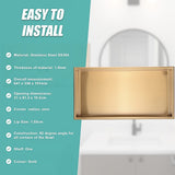 Darrahopens Home & Garden > DIY > Kitchen & Bathroom DIY 641 x 336 x 101mm Shower Niche Single Shelf Organizer No Tile Needed in Gold