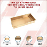 Darrahopens Home & Garden > DIY > Kitchen & Bathroom DIY 641 x 336 x 101mm Shower Niche Single Shelf Organizer No Tile Needed in Gold