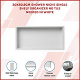Darrahopens Home & Garden > DIY > Kitchen & Bathroom DIY 641 x 336 x 101mm Shower Niche Single Shelf Organizer No Tile Needed in White