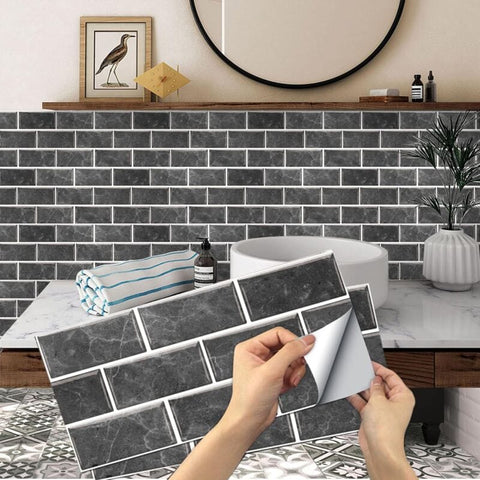 Darrahopens Home & Garden > DIY > Kitchen & Bathroom DIY Kitchen Tile Stickers, 12 Pieces Self-Adhesive Tile Sticker Waterproof Pvc Tile Stickers Self-Adhesive Wall Tile