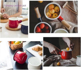 Darrahopens Home & Garden > DIY > Kitchen & Bathroom DIY Non-Stick Enamel Milk Pan with Wooden Handle - Red