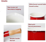 Darrahopens Home & Garden > DIY > Kitchen & Bathroom DIY Non-Stick Enamel Milk Pan with Wooden Handle - Red