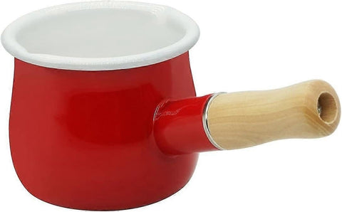 Darrahopens Home & Garden > DIY > Kitchen & Bathroom DIY Non-Stick Enamel Milk Pan with Wooden Handle - Red