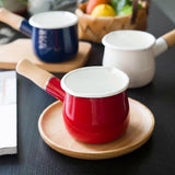 Darrahopens Home & Garden > DIY > Kitchen & Bathroom DIY Non-Stick Enamel Milk Pan with Wooden Handle - Red