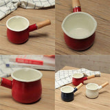 Darrahopens Home & Garden > DIY > Kitchen & Bathroom DIY Non-Stick Enamel Milk Pan with Wooden Handle - Red