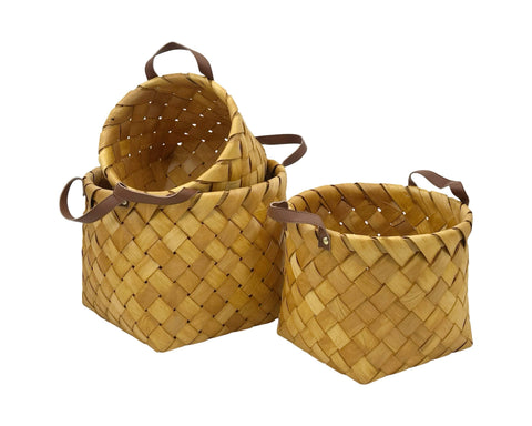 Darrahopens Home & Garden > DIY > Kitchen & Bathroom DIY Set 3 Plywood Hand Woven Baskets 36cm, 30cm, 18cm