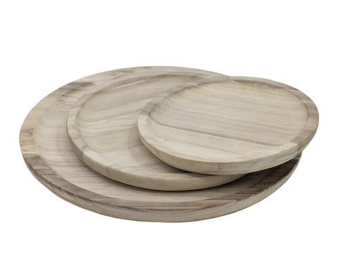 Darrahopens Home & Garden > DIY > Kitchen & Bathroom DIY Set 3 Wood Round Trays 39cm