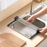 Darrahopens Home & Garden > DIY > Kitchen & Bathroom DIY Silver Over Sink Draining Rack with Anti-Slip Grips