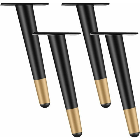 Darrahopens Home & Garden > DIY > Table Tops & Bases 4 pcs Set Furniture Legs 10Cm Metal Table Chair Legs With Non-Slip Silent Base Black+Gold