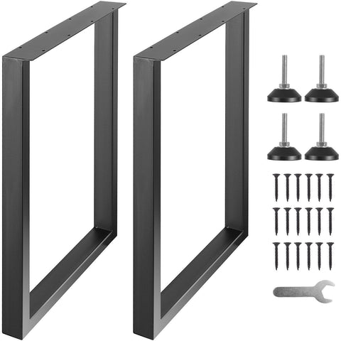 Darrahopens Home & Garden > DIY > Table Tops & Bases Adjustable Furniture Legs 711.2 mm , Set of 2 Heavy Duty Square Steel Table Legs, 28" Reinforced Desk Legs with Mounting Plates, Max Load 454 kg for Office, Home, and DIY Projects, Black