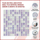 darrahopens Home & Garden > DIY Tiles 3D Peel and Stick Wall Tile Crystal Mosaic (30cm x 30cm x 10 sheets)