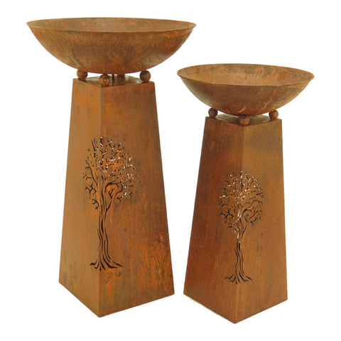 Darrahopens Home & Garden > Firepits > Fire Pit Accessories Set 2 Nested Rust Tree of Life Firebowls 83cm