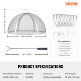 Darrahopens Home & Garden > Firepits > Fire Pits VEVOR Firepit Spark Screen Lid, 40" Diameter, Outdoor Firepit Ring Cover Round Accessories, Fire Pit Metal Cover, Easy-Opening Stainless Steel Fire Ring Covers for Outdoor Patio Fire Pits Backyard