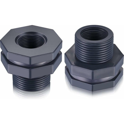 Darrahopens Home & Garden > Fountains > Fountain & Ponds Accessories 2-Piece Pvc Bulkhead Fitting For Rain Barrels, Aquariums, Water Tanks (3/4")
