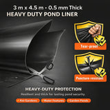 Darrahopens Home & Garden > Fountains > Fountain & Ponds Accessories Heavy Duty 0.5mm HDPE Pond Liner Waterproof Sheet 4.5m x 3m for Garden & Fish Ponds