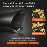 Darrahopens Home & Garden > Fountains > Fountain & Ponds Accessories Heavy Duty 0.5mm HDPE Pond Liner Waterproof Sheet 4.5m x 6m for Garden & Fish Ponds