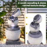 Darrahopens Home & Garden > Fountains > Fountains & Ponds Gardeon Solar Fountain 3 Levels Cascading Bowl Water Feature 52cm Grey In Australia - Darrahopens