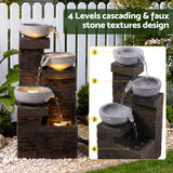 Darrahopens Home & Garden > Fountains > Fountains & Ponds Gardeon Solar Fountain 4 Levels Cascading Bowl Water Feature 75cm Brown In Australia - Darrahopens