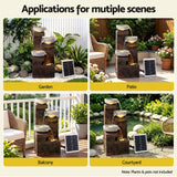 Darrahopens Home & Garden > Fountains > Fountains & Ponds Gardeon Solar Fountain 4 Levels Cascading Bowl Water Feature 75cm Brown In Australia - Darrahopens