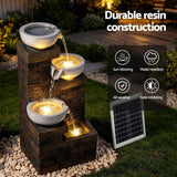 Darrahopens Home & Garden > Fountains > Fountains & Ponds Gardeon Solar Fountain 4 Levels Cascading Bowl Water Feature 75cm Brown In Australia - Darrahopens