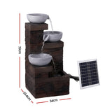 Darrahopens Home & Garden > Fountains > Fountains & Ponds Gardeon Solar Fountain 4 Levels Cascading Bowl Water Feature 75cm Brown In Australia - Darrahopens