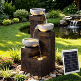 Darrahopens Home & Garden > Fountains > Fountains & Ponds Gardeon Solar Fountain 4 Levels Cascading Bowl Water Feature 75cm Brown In Australia - Darrahopens
