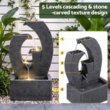Darrahopens Home & Garden > Fountains > Fountains & Ponds Gardeon Solar Fountain 5 Levels Cascading Water Feature Resin 50cm Black In Australia - Darrahopens