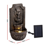 Darrahopens Home & Garden > Fountains > Fountains & Ponds Gardeon Solar Fountain Water Feature Lion Head Wall Fountain 67cm Brown In Australia - Darrahopens
