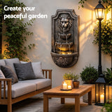 Darrahopens Home & Garden > Fountains > Fountains & Ponds Gardeon Solar Fountain Water Feature Lion Head Wall Fountain 67cm Brown In Australia - Darrahopens