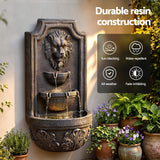 Darrahopens Home & Garden > Fountains > Fountains & Ponds Gardeon Solar Fountain Water Feature Lion Head Wall Fountain 67cm Brown In Australia - Darrahopens