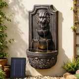 Darrahopens Home & Garden > Fountains > Fountains & Ponds Gardeon Solar Fountain Water Feature Lion Head Wall Fountain 67cm Brown In Australia - Darrahopens