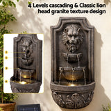 Darrahopens Home & Garden > Fountains > Fountains & Ponds Gardeon Solar Fountain Water Feature Lion Head Wall Fountain 67cm Brown In Australia - Darrahopens