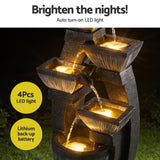 Darrahopens Home & Garden > Fountains > Fountains & Ponds Gardeon Solar Fountain Water Feature Outdoor Fountain Indoor 5-Tier Bowl Cascading Grey