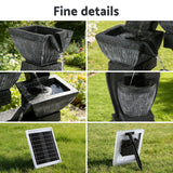 Darrahopens Home & Garden > Fountains > Fountains & Ponds Gardeon Solar Fountain Water Feature Outdoor Fountain Indoor 5-Tier Bowl Cascading Grey