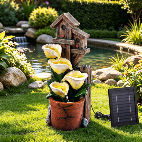 Darrahopens Home & Garden > Fountains > Fountains & Ponds Gardeon Solar Fountains Water Features 4-Tier Cascading Flower Bowls 55cm In Australia - Darrahopens
