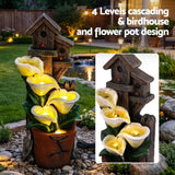 Darrahopens Home & Garden > Fountains > Fountains & Ponds Gardeon Solar Fountains Water Features 4-Tier Cascading Flower Bowls 55cm In Australia - Darrahopens