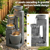 Darrahopens Home & Garden > Fountains > Fountains & Ponds Gardeon Solar Fountains Water Features Cascading Design Polyresin 80cm Grey In Australia - Darrahopens