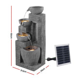Darrahopens Home & Garden > Fountains > Fountains & Ponds Gardeon Solar Fountains Water Features Cascading Design Polyresin 80cm Grey In Australia - Darrahopens