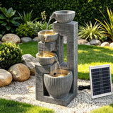 Darrahopens Home & Garden > Fountains > Fountains & Ponds Gardeon Solar Fountains Water Features Cascading Design Polyresin 80cm Grey In Australia - Darrahopens
