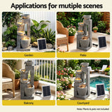 Darrahopens Home & Garden > Fountains > Fountains & Ponds Gardeon Solar Fountains Water Features Cascading Design Polyresin 80cm Grey In Australia - Darrahopens