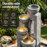 Darrahopens Home & Garden > Fountains > Fountains & Ponds Gardeon Solar Fountains Water Features Cascading Design Polyresin 80cm Grey In Australia - Darrahopens