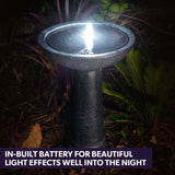 Darrahopens Home & Garden > Fountains > Fountains & Ponds Protege Bird Bath Solar Water Feature Fountain, Contemporary Birdbath Design, with Panel Kit, LED Lights, Dark Grey