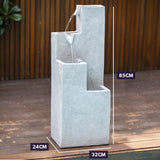 Darrahopens Home & Garden > Fountains > Fountains & Ponds Protege Contemporary Solar Water Fountain Outdoor Garden Feature, Cascading Design, with Panel Kit, LED Lights, Light Grey