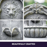 Darrahopens Home & Garden > Fountains > Fountains & Ponds PROTEGE Lion Head Solar Powered Water Feature Fountain, Traditional Design, with Panel Kit, LED Lights